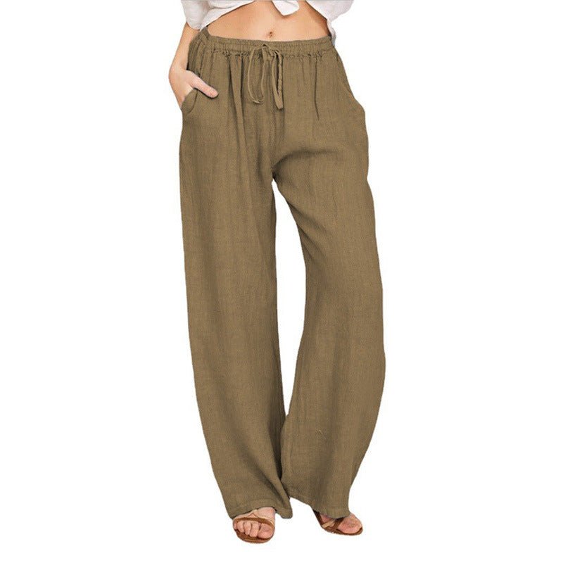 Effortless Comfort Drawstring Linen-Blend Joggers | Everyday Summer Essential - Undefyning Lynes