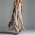 Effortless Elegance: The Patchwork V-Neck Maxi Dress - Undefyning Lynes
