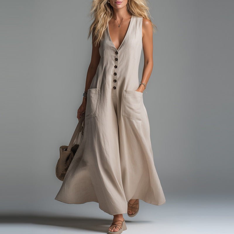 Effortless Elegance: The Patchwork V-Neck Maxi Dress - Undefyning Lynes