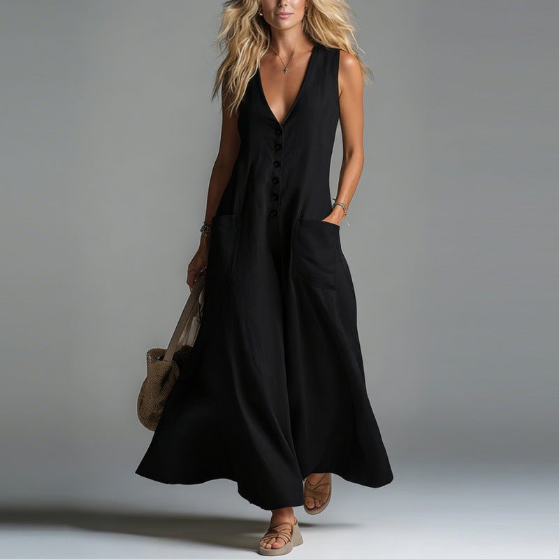 Effortless Elegance: The Patchwork V-Neck Maxi Dress - Undefyning Lynes
