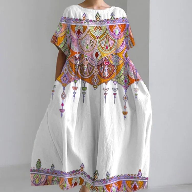 Effortless Floral A-Line Midi Dress with Pockets – Women's Casual Everyday Dress - Undefyning Lynes