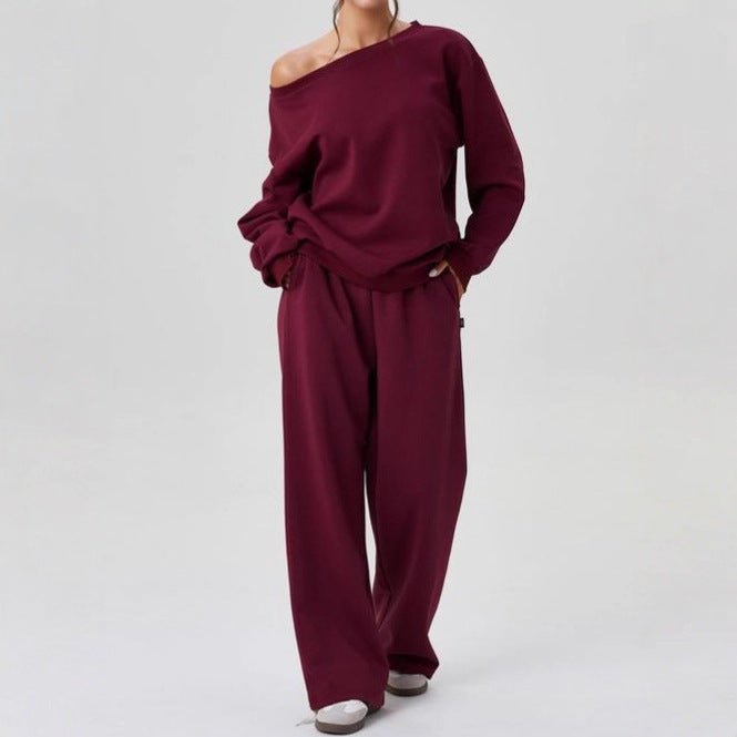 Effortless Off-Shoulder Two-Piece Lounge Set – Women's Matching Casual Outfit - Undefyning Lynes