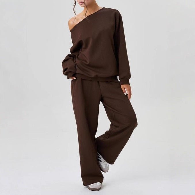 Effortless Off-Shoulder Two-Piece Lounge Set – Women's Matching Casual Outfit - Undefyning Lynes