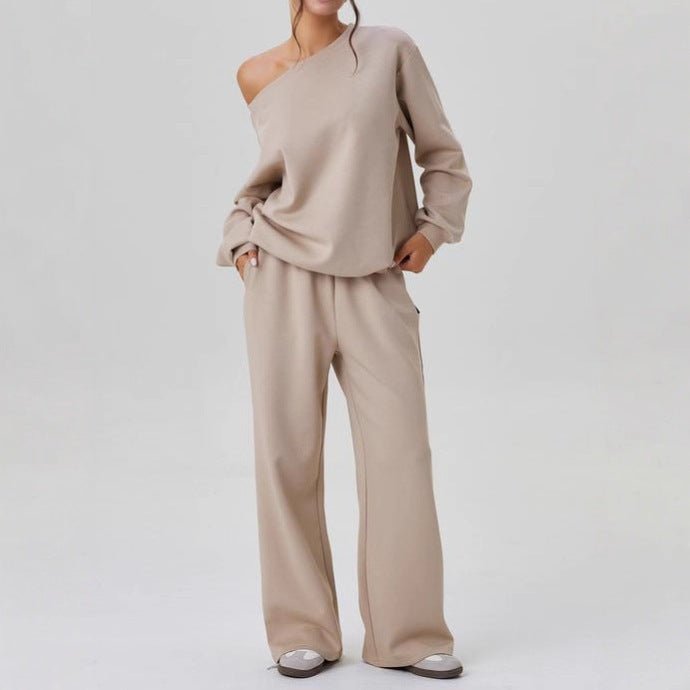 Effortless Off-Shoulder Two-Piece Lounge Set – Women's Matching Casual Outfit - Undefyning Lynes