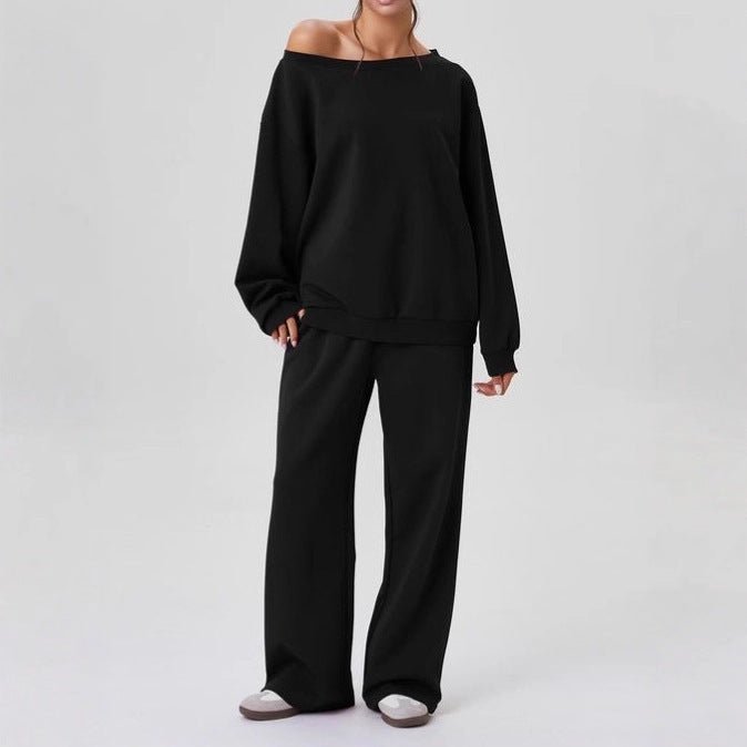 Effortless Off-Shoulder Two-Piece Lounge Set – Women's Matching Casual Outfit - Undefyning Lynes