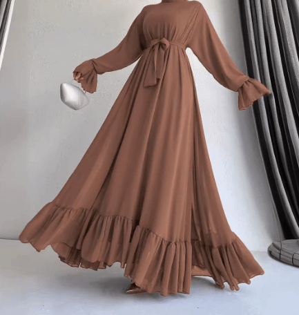 Elegance Flow High-Waisted Bell Sleeve Maxi Dress – Women's Formal & Evening Dress - Undefyning Lynes