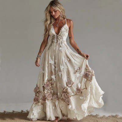 Elegant 3D Print Floor-Length Maxi Dress – Women's Sleeveless A-Line (XS–8XL) - Undefyning Lynes
