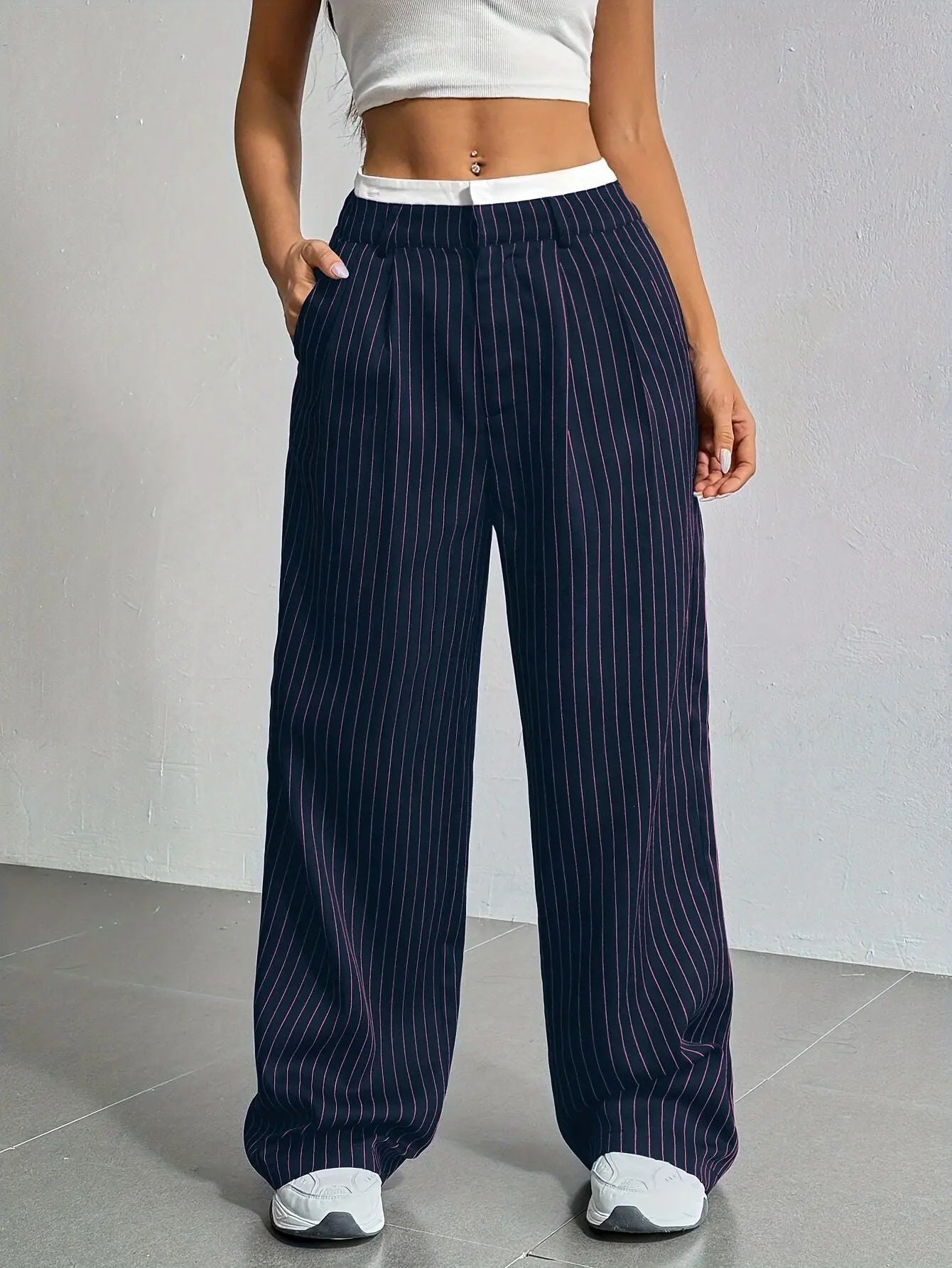 Elevate Your Silhouette: Sophisticated High-Waist Striped Trousers - Undefyning Lynes