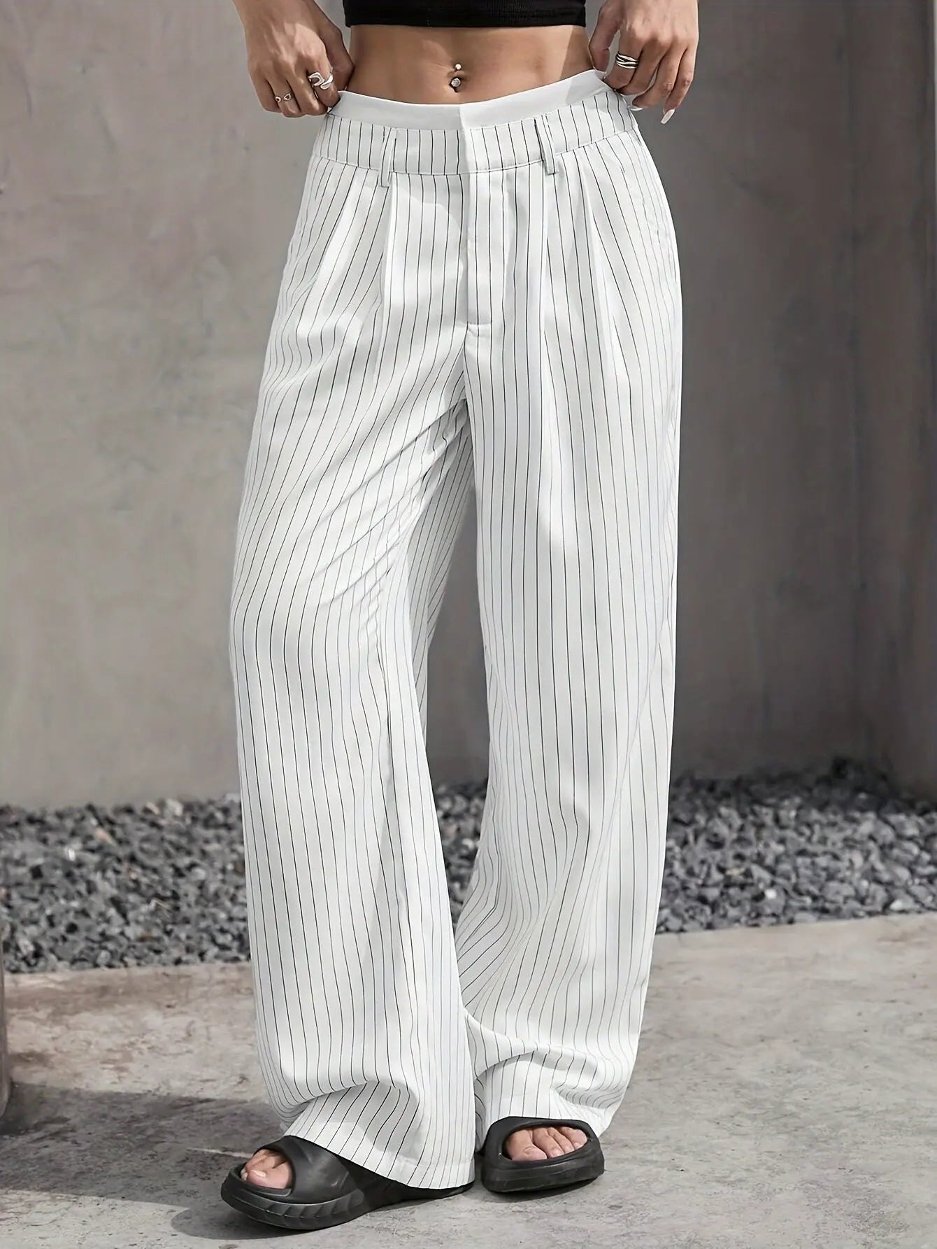 Elevate Your Silhouette: Sophisticated High-Waist Striped Trousers - Undefyning Lynes