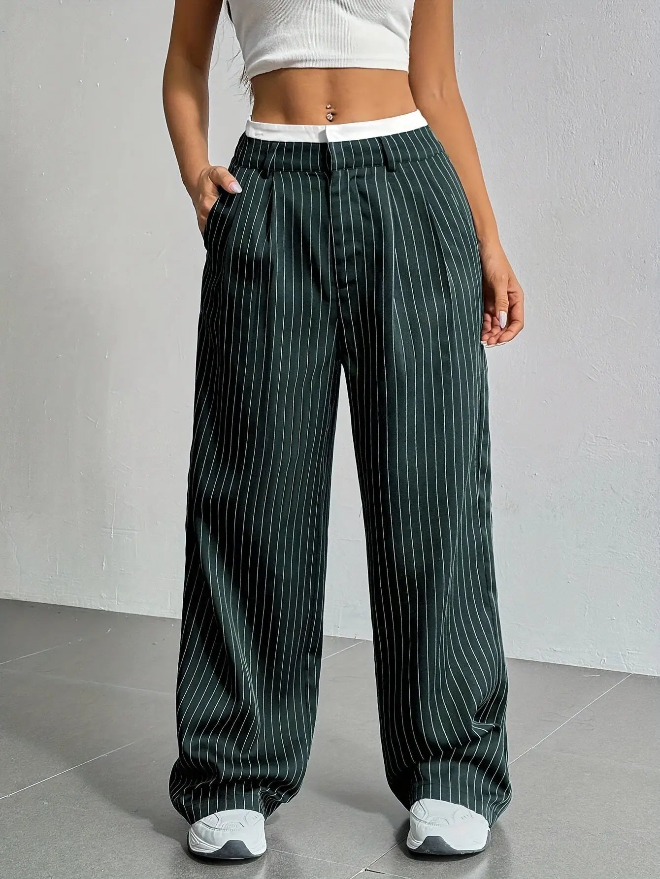 Elevate Your Silhouette: Sophisticated High-Waist Striped Trousers - Undefyning Lynes