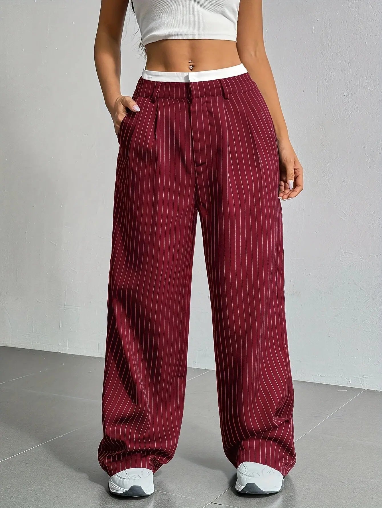 Elevate Your Silhouette: Sophisticated High-Waist Striped Trousers - Undefyning Lynes