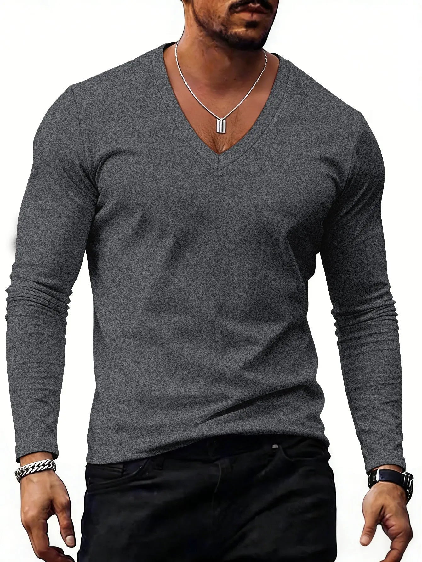 Essential V-Neck — Men's Premium Comfort Plus-Size T-Shirt - Undefyning Lynes