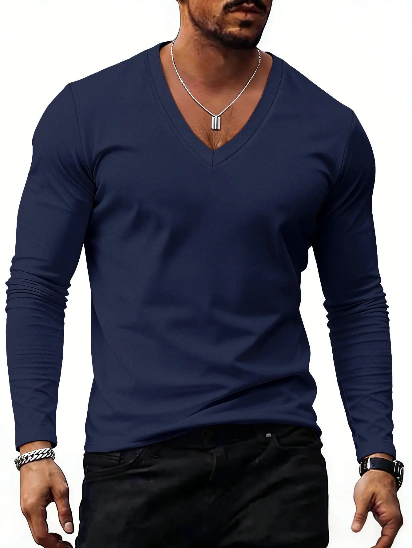 Essential V-Neck — Men's Premium Comfort Plus-Size T-Shirt - Undefyning Lynes