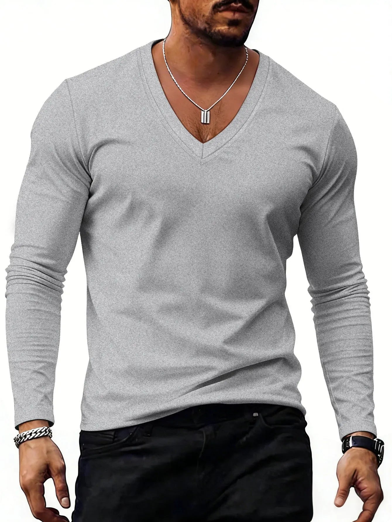Essential V-Neck — Men's Premium Comfort Plus-Size T-Shirt - Undefyning Lynes