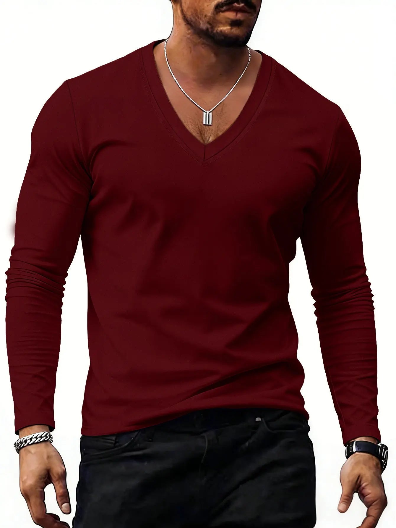 Essential V-Neck — Men's Premium Comfort Plus-Size T-Shirt - Undefyning Lynes