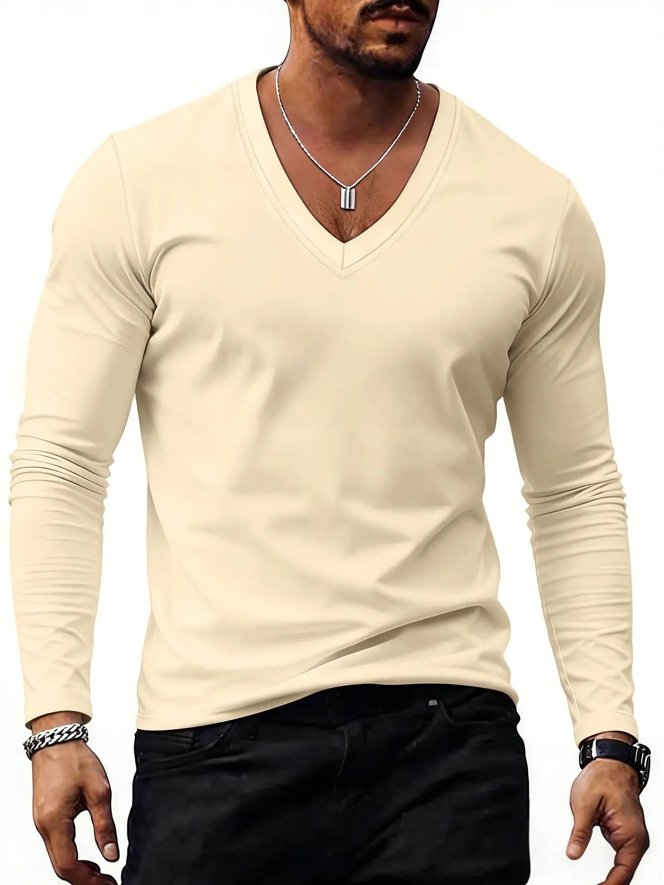 Essential V-Neck — Men's Premium Comfort Plus-Size T-Shirt - Undefyning Lynes