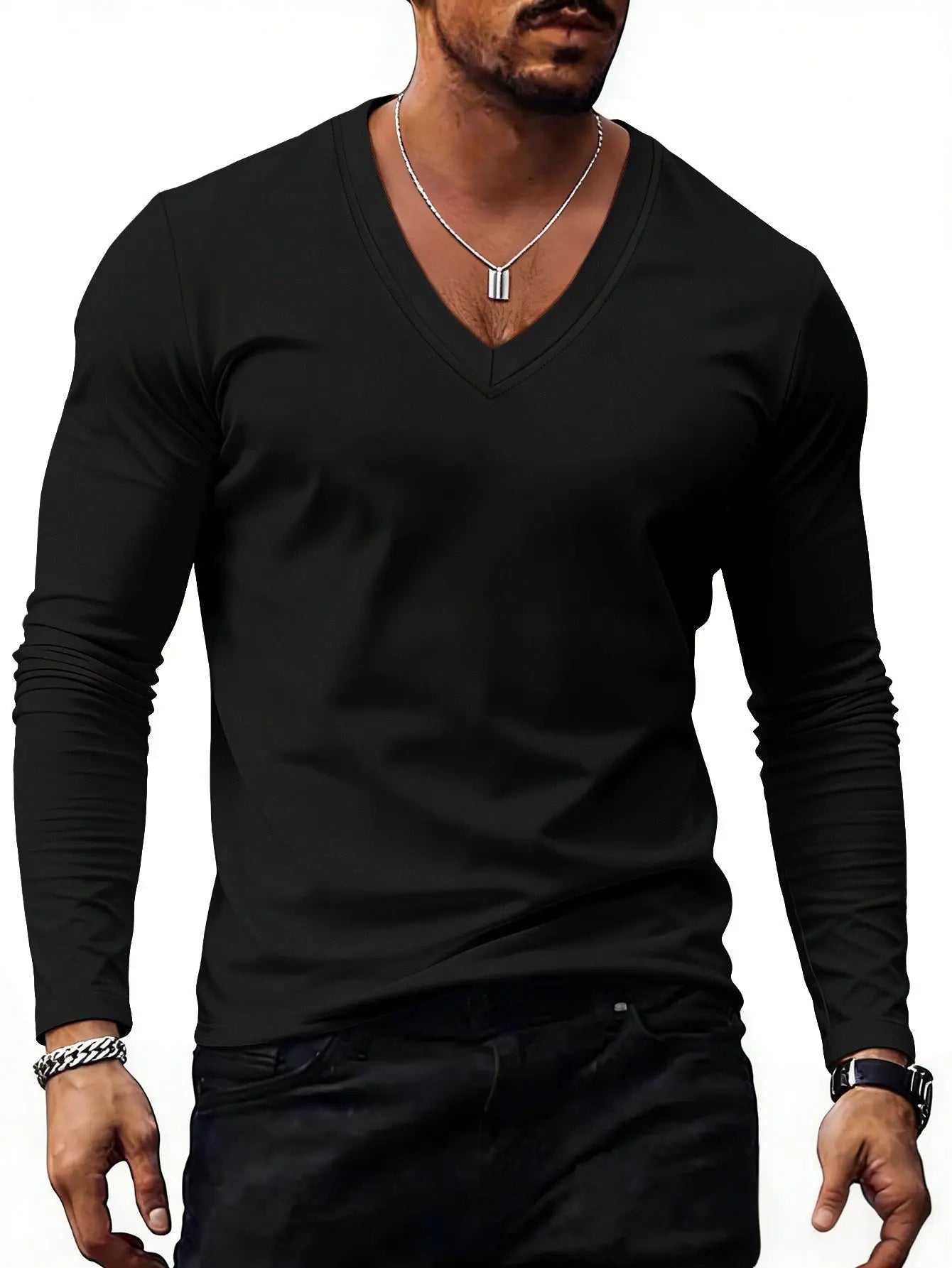 Essential V-Neck — Men's Premium Comfort Plus-Size T-Shirt - Undefyning Lynes