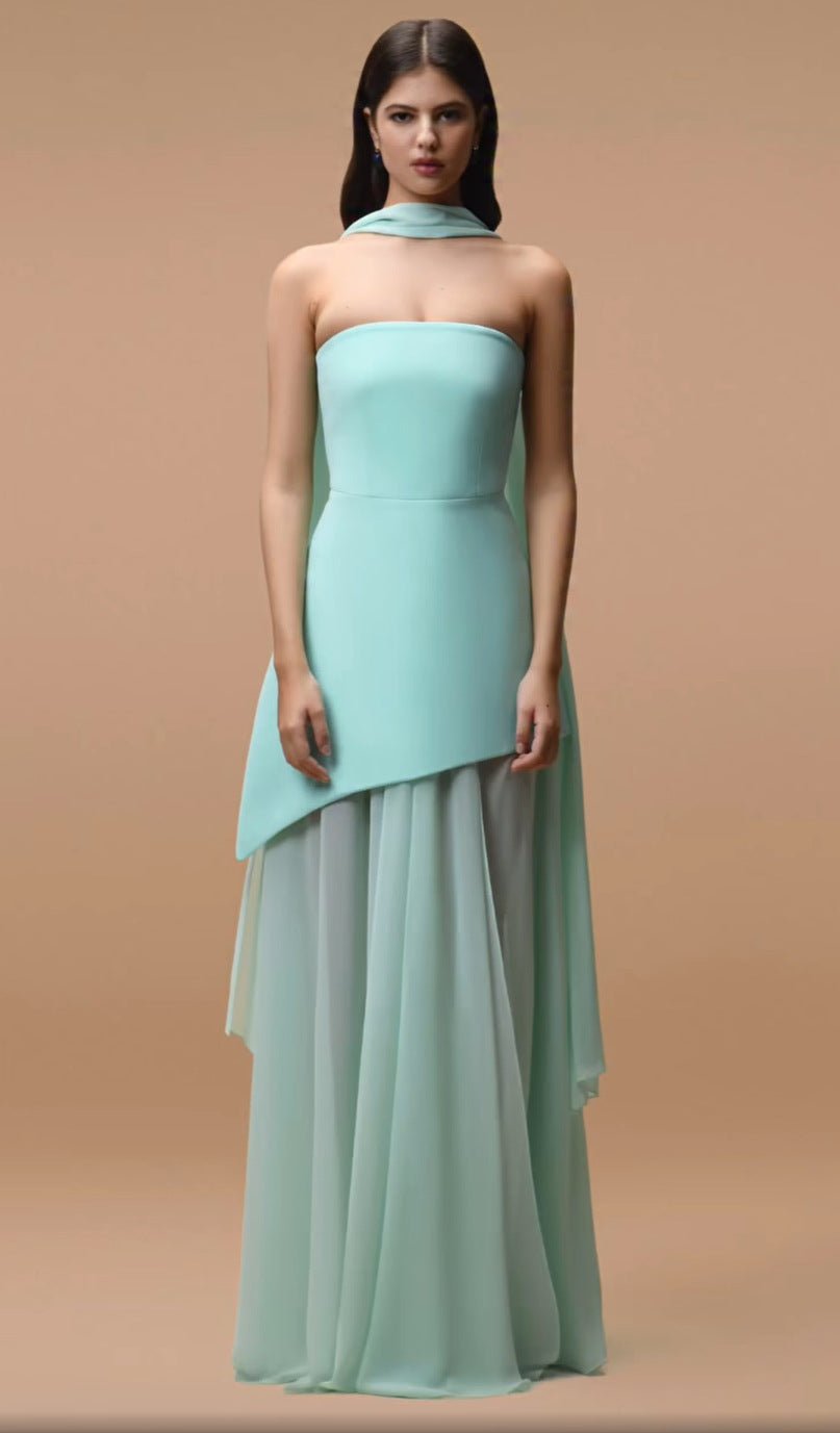 Ethereal Flutter-Tie A-Line Chiffon Maxi Dress – Women's Romantic Occasion Dress - Undefyning Lynes