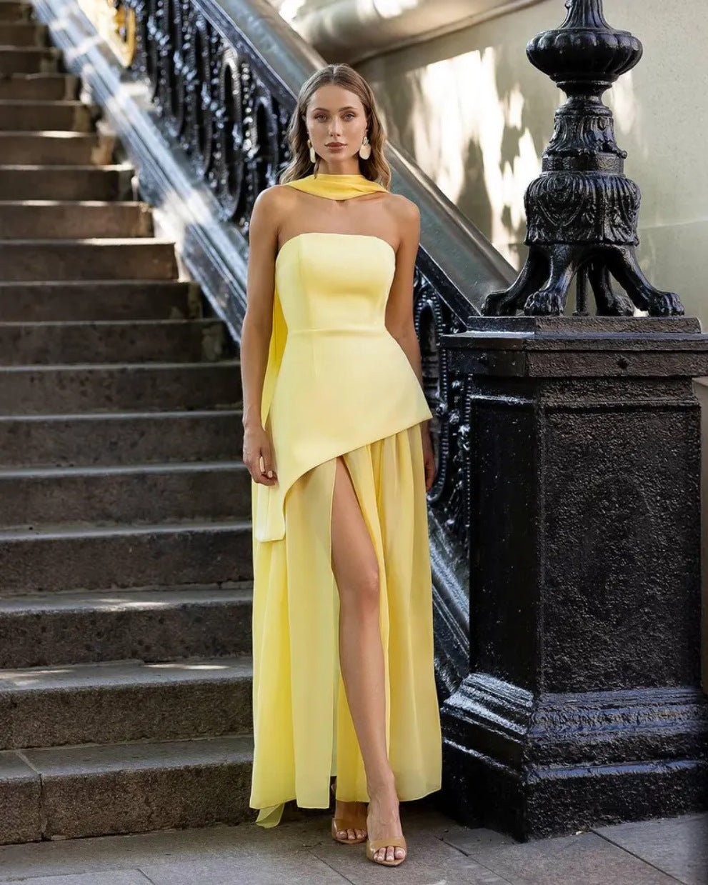 Ethereal Flutter-Tie A-Line Chiffon Maxi Dress – Women's Romantic Occasion Dress - Undefyning Lynes