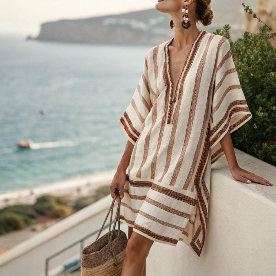 Ethereal Midi A-Line V-Neck Dress: Effortless Elegance for Your Getaway - Undefyning Lynes