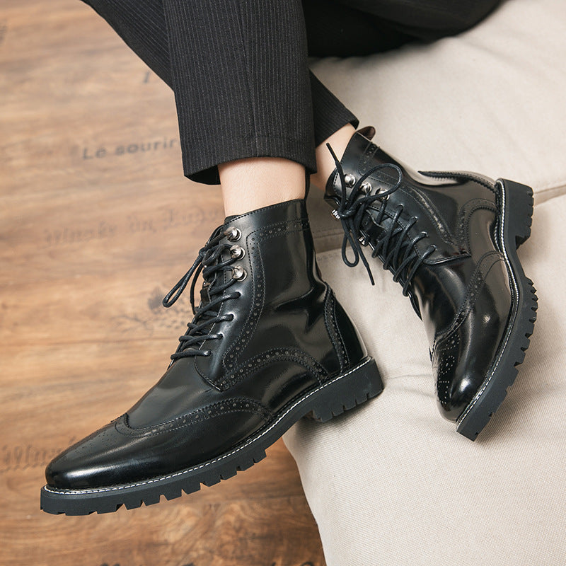 Men's Mid-Calf Lace-Up Martin Boots — Breathable PU Outdoor Fashion Boots Undefyning Lynes