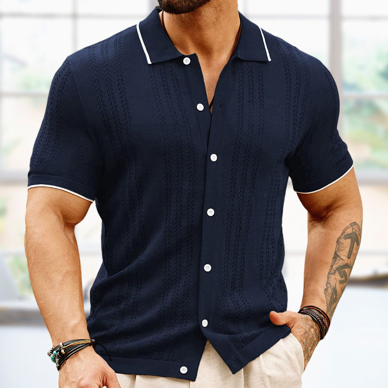 Men's Business Polo Shirt, Button Lapel Short Sleeve — side view — Undefyning Lynes (6 of 8)