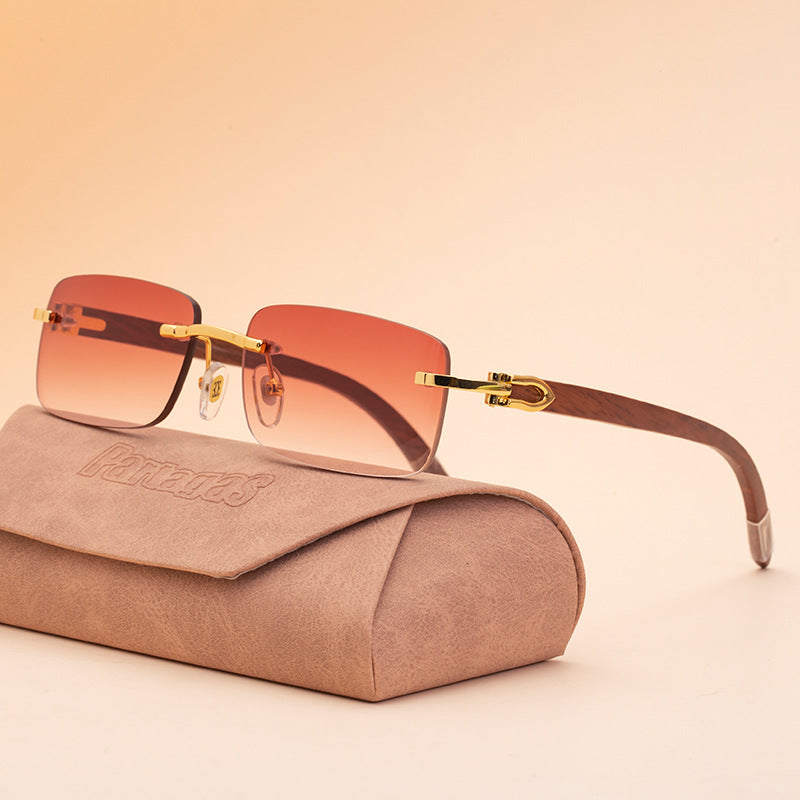 Drift Wood-Frame Sunglasses, mirrored square lens — Undefyning Lynes (4 of 6)