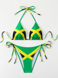 Kingston Flag-Print Triangle Bikini, view 7
