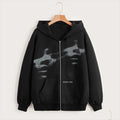 Undefyning Lynes Unisex Zip Hoodie, Black and White - size chart