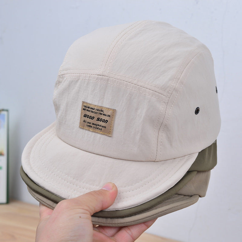 Short-Brim Duck-Tongue Cap - embroidery detail