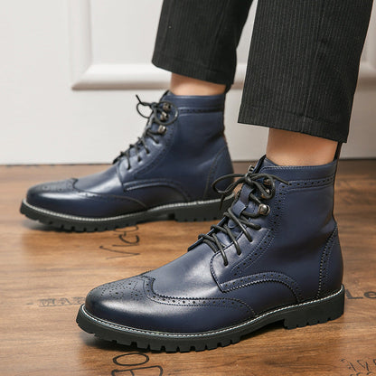 Men's Mid-Calf Lace-Up Martin Boots — Breathable PU Outdoor Fashion Boots Undefyning Lynes