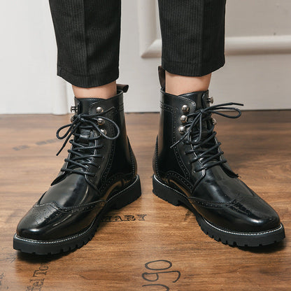 Men's Mid-Calf Lace-Up Martin Boots — Breathable PU Outdoor Fashion Boots Undefyning Lynes
