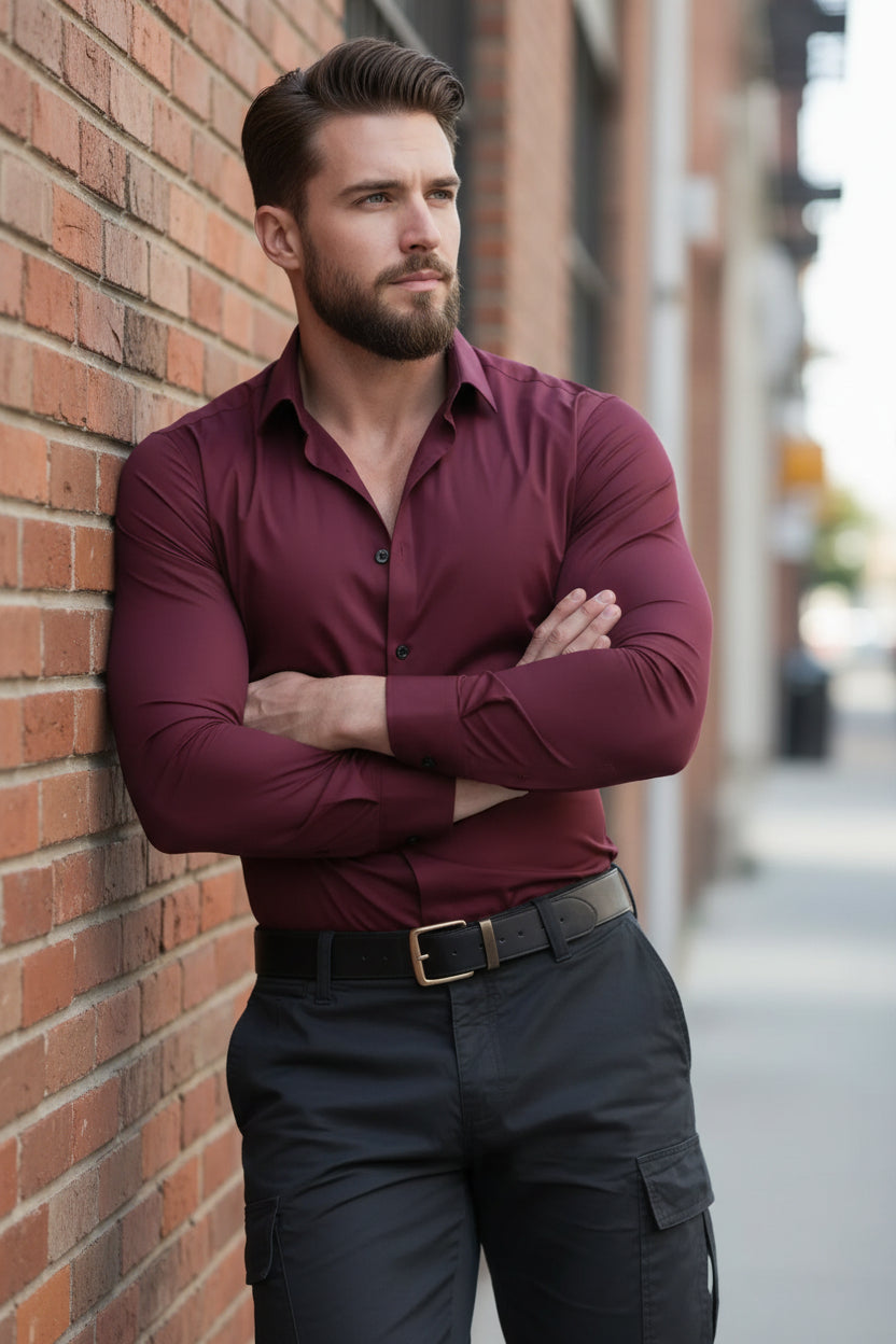 Flex Dress — Men's Four-Way Stretch Slim-Fit Dress Shirt - Undefyning Lynes