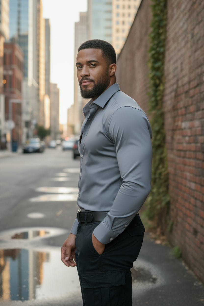 Flex Dress — Men's Four-Way Stretch Slim-Fit Dress Shirt - Undefyning Lynes