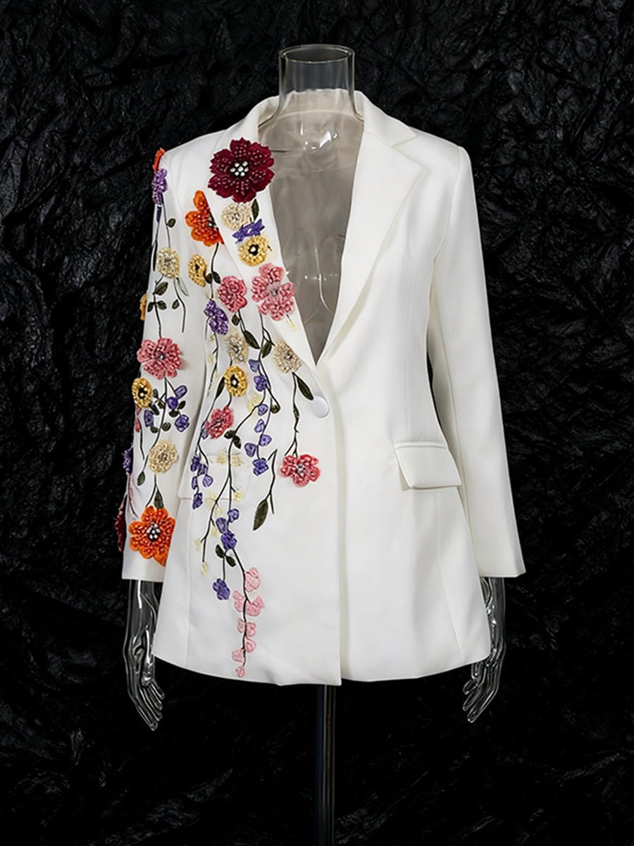 Floral Embroidered Statement Blazer — Bold Enough to Be the Room - Undefyning Lynes