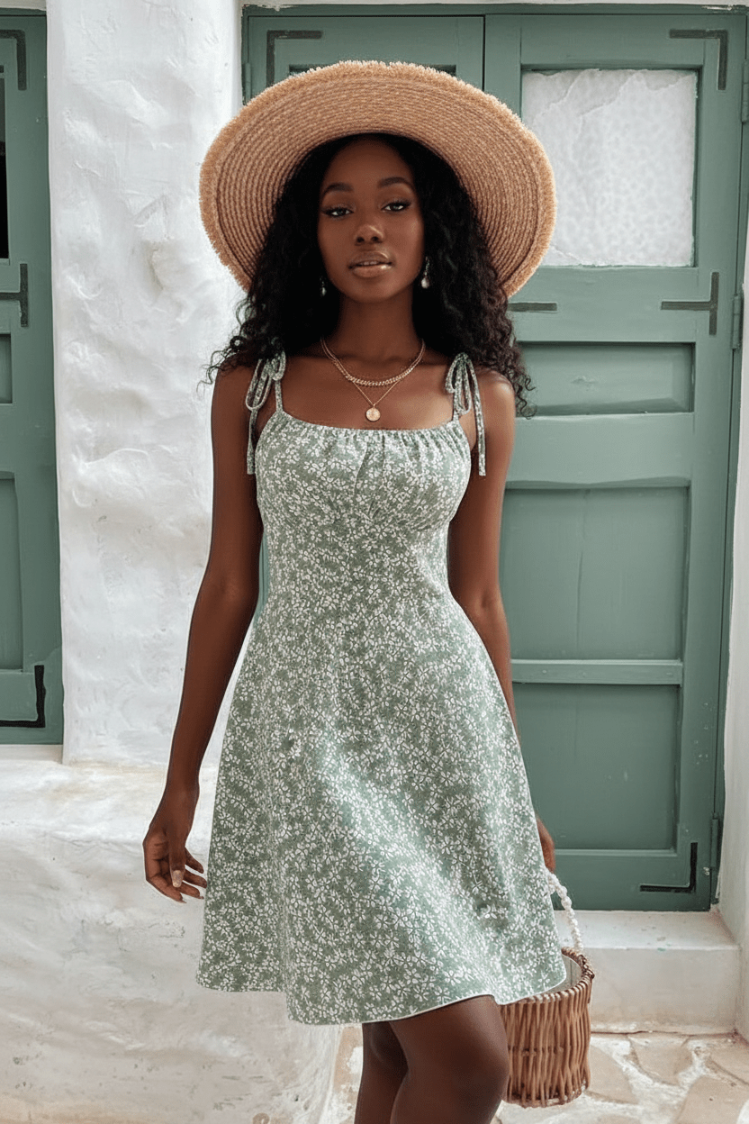 Floral Spaghetti Strap Dress — Women's Sleeveless Beach Mini - Undefyning Lynes