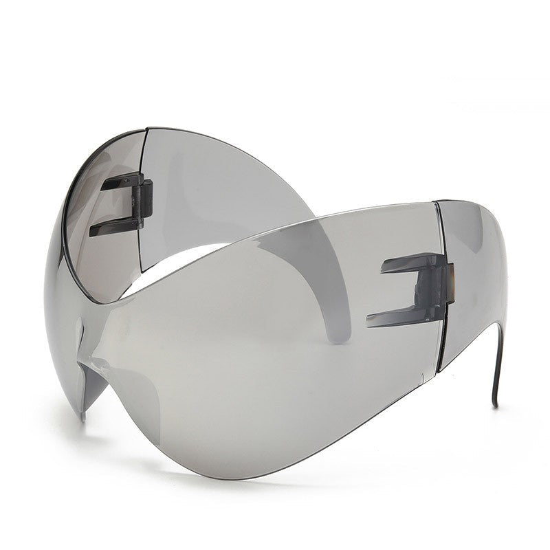 Futuristic Punk Shield Sunglasses — Cyberpunk Wraparound Style - Undefyning Lynes