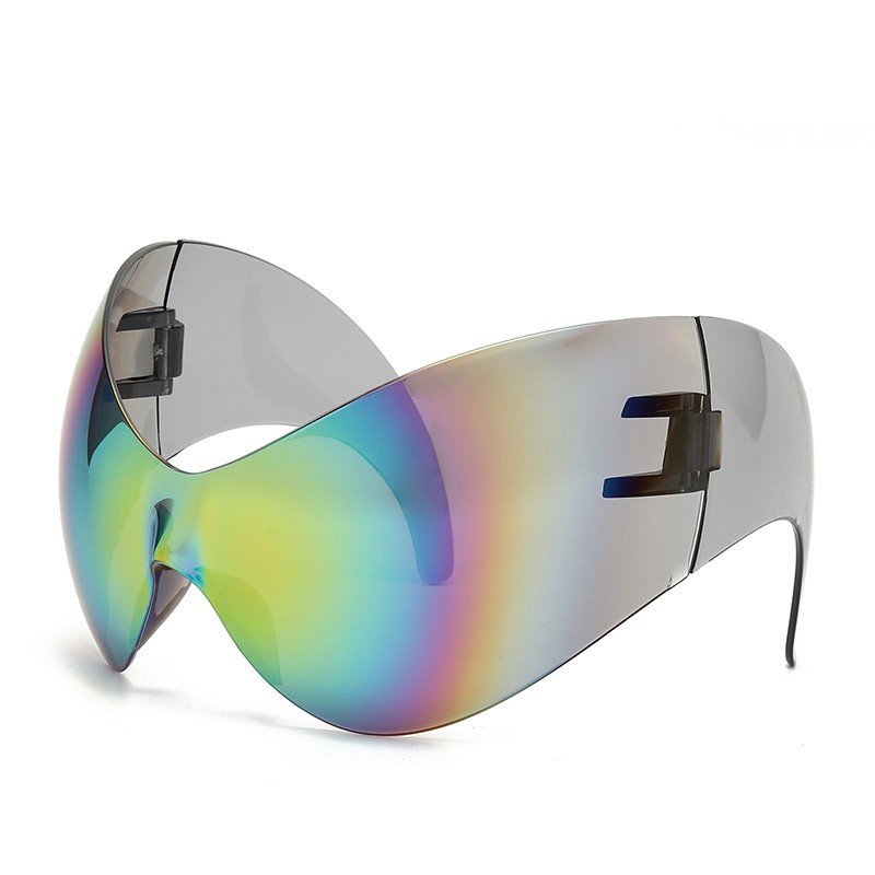 Futuristic Punk Shield Sunglasses — Cyberpunk Wraparound Style - Undefyning Lynes