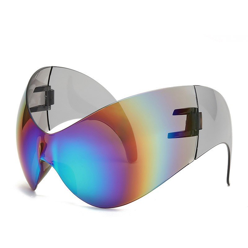 Futuristic Punk Shield Sunglasses — Cyberpunk Wraparound Style - Undefyning Lynes