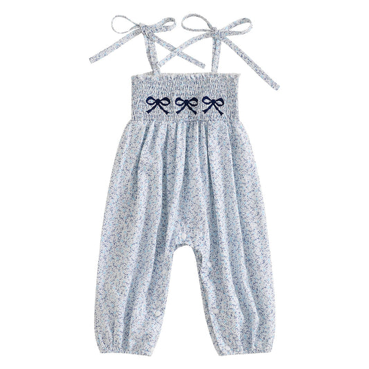 Girls' Bow-Knot Suspender Jumpsuit – Sleeveless Long-Style Summer Romper - Undefyning Lynes