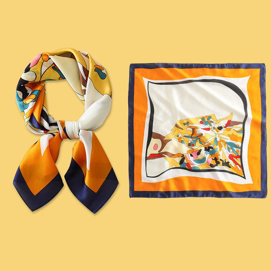 Golden Wheat Silk-Feel Square Scarf: The Ultimate Versatile Accessory - Undefyning Lynes