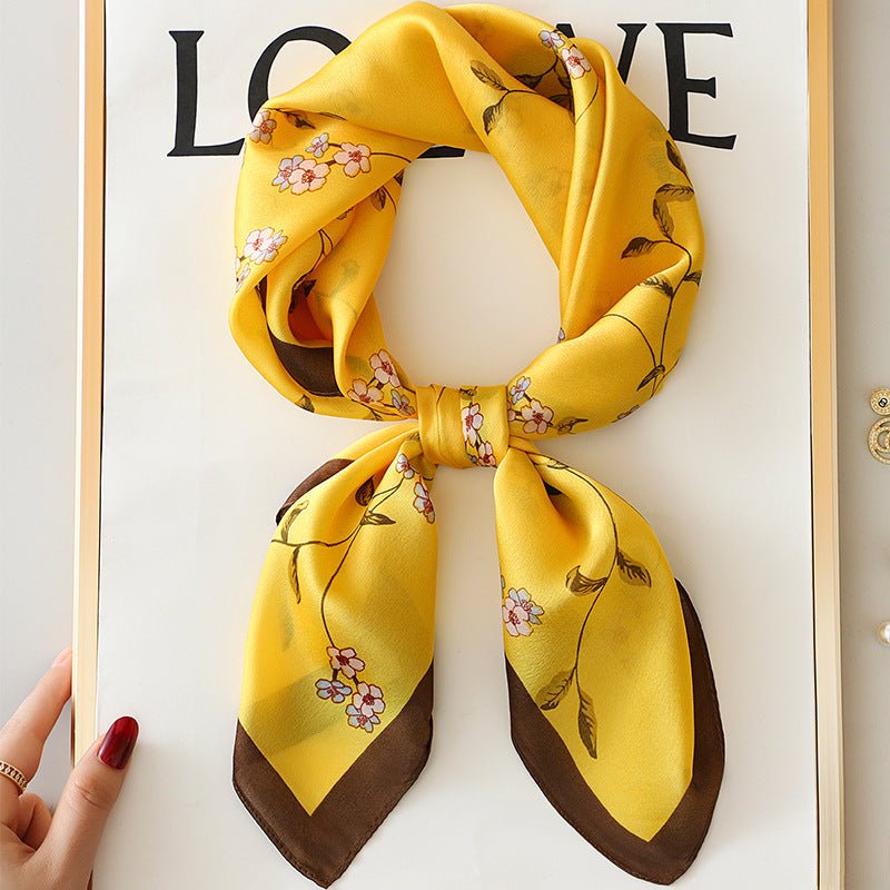 Golden Wheat Silk-Feel Square Scarf: The Ultimate Versatile Accessory - Undefyning Lynes