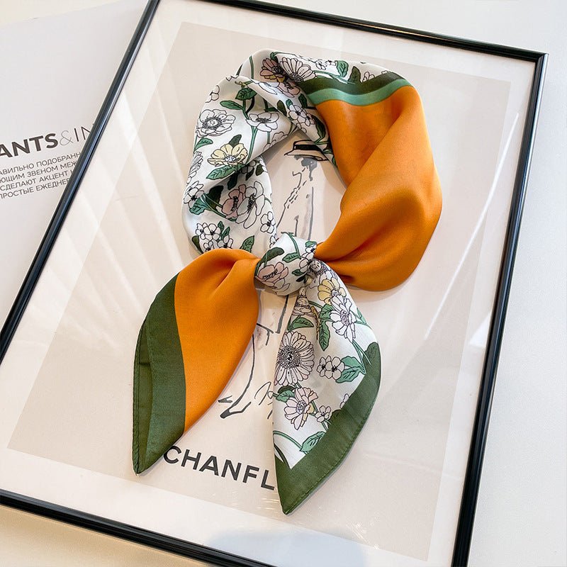 Golden Wheat Silk-Feel Square Scarf: The Ultimate Versatile Accessory - Undefyning Lynes