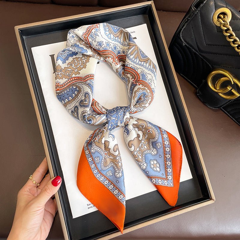 Golden Wheat Silk-Feel Square Scarf: The Ultimate Versatile Accessory - Undefyning Lynes