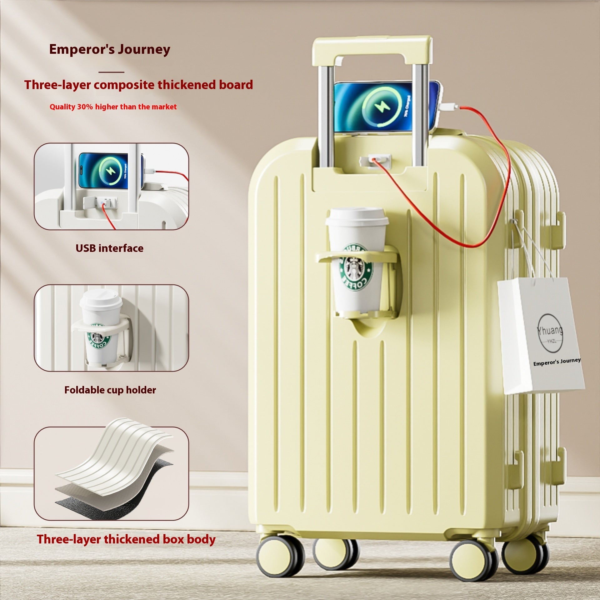 Hardshell Password Luggage Set — Lightweight Spinner Suitcase - Undefyning Lynes
