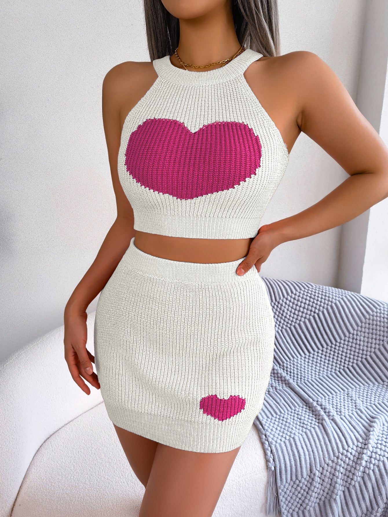 Heartbeat Knit Crop Top & Bodycon Skirt Set — Bold Color, Undefyned Confidence - Undefyning Lynes