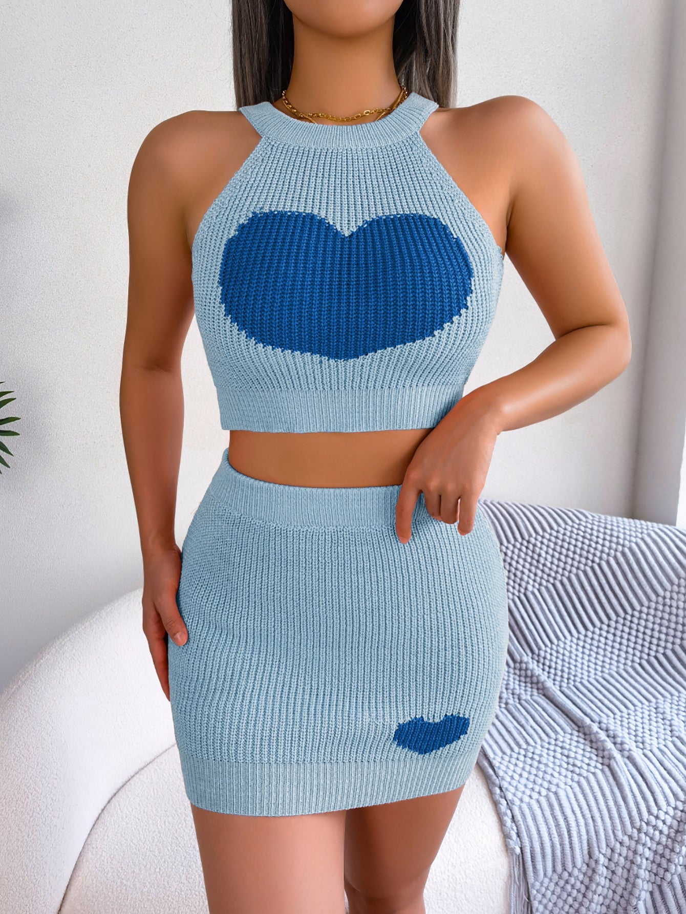 Heartbeat Knit Crop Top & Bodycon Skirt Set — Bold Color, Undefyned Confidence - Undefyning Lynes