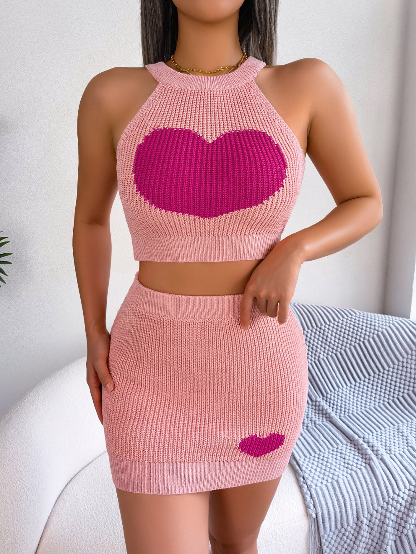 Heartbeat Knit Crop Top & Bodycon Skirt Set — Bold Color, Undefyned Confidence - Undefyning Lynes