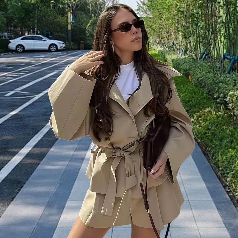 High-Waisted Short & Top Set – Women's Elegant Lace-Up Two-Piece Outfit - Undefyning Lynes