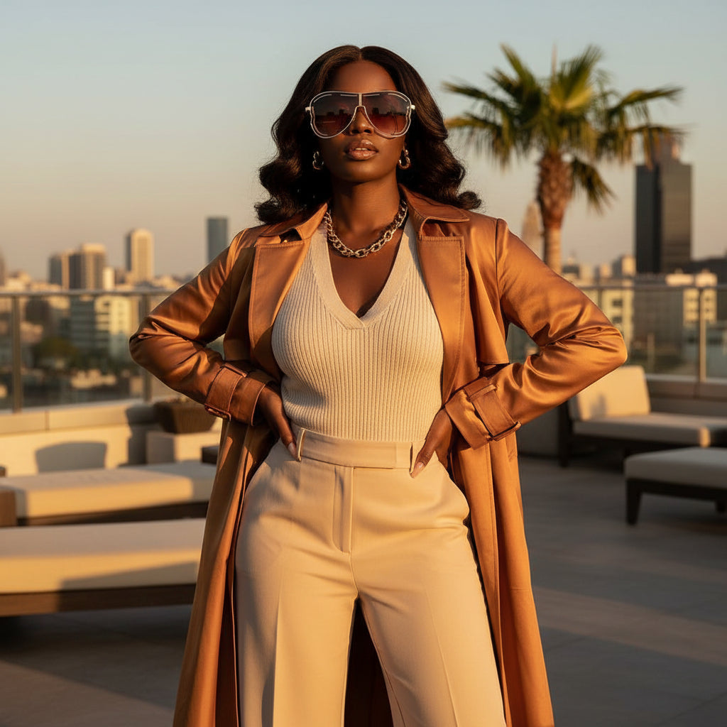 Oversized gold-frame sunglasses in tea brown – Undefyning Lynes